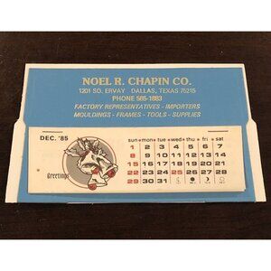 VTG NOEL R. CHAPIN CO. 1986 Mini Easel-Back Desk CALENDAR Blue 6.25" x 3.5" NOS
